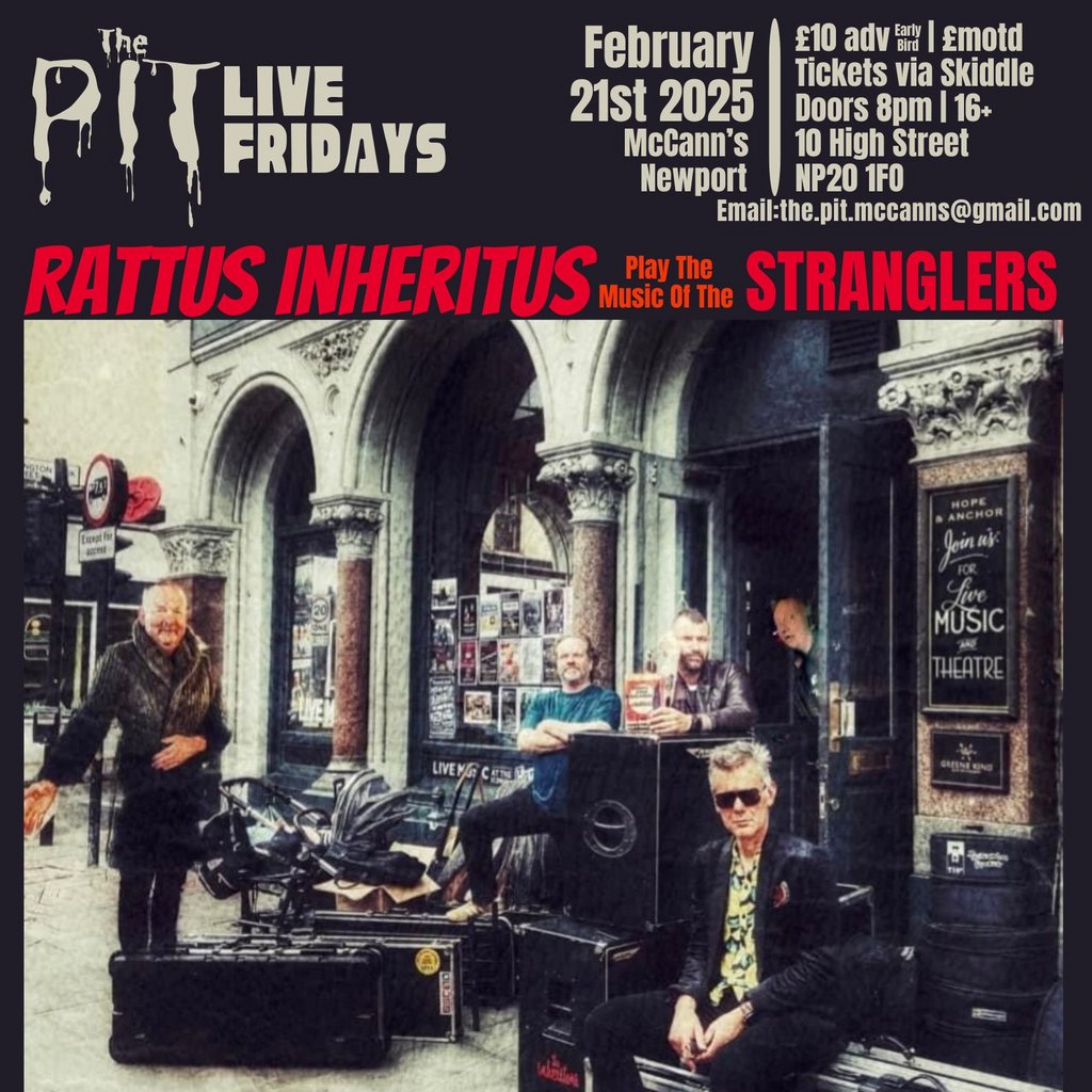 Rattus Inheritus play the music of the Stranglers The PIT @ McCann’s