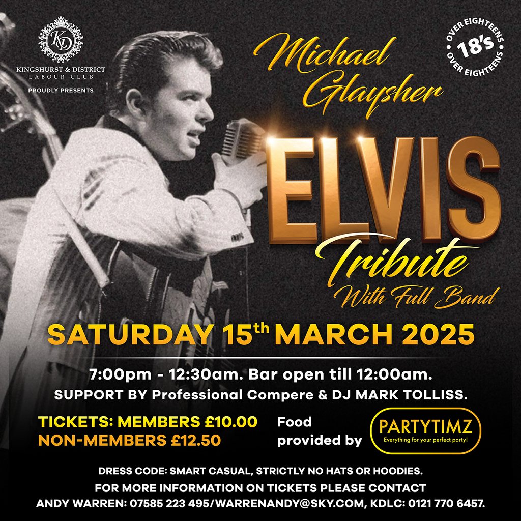 Elvis Tribute by Michael Glaysher Kingshurst Labour Club Birmingham
