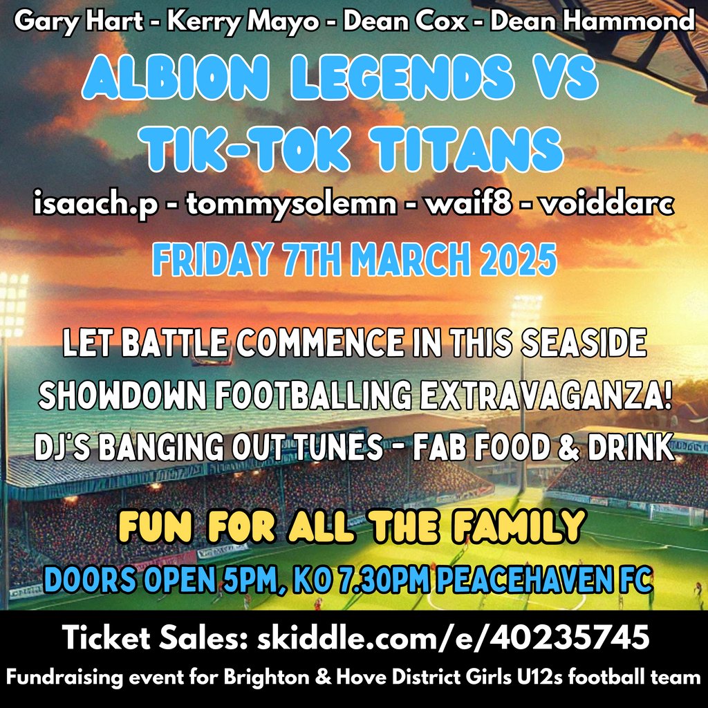 Seaside Football Showdown: Albion All-Stars vs TikTok Titans Peacehaven And Telscombe FC Peacehaven