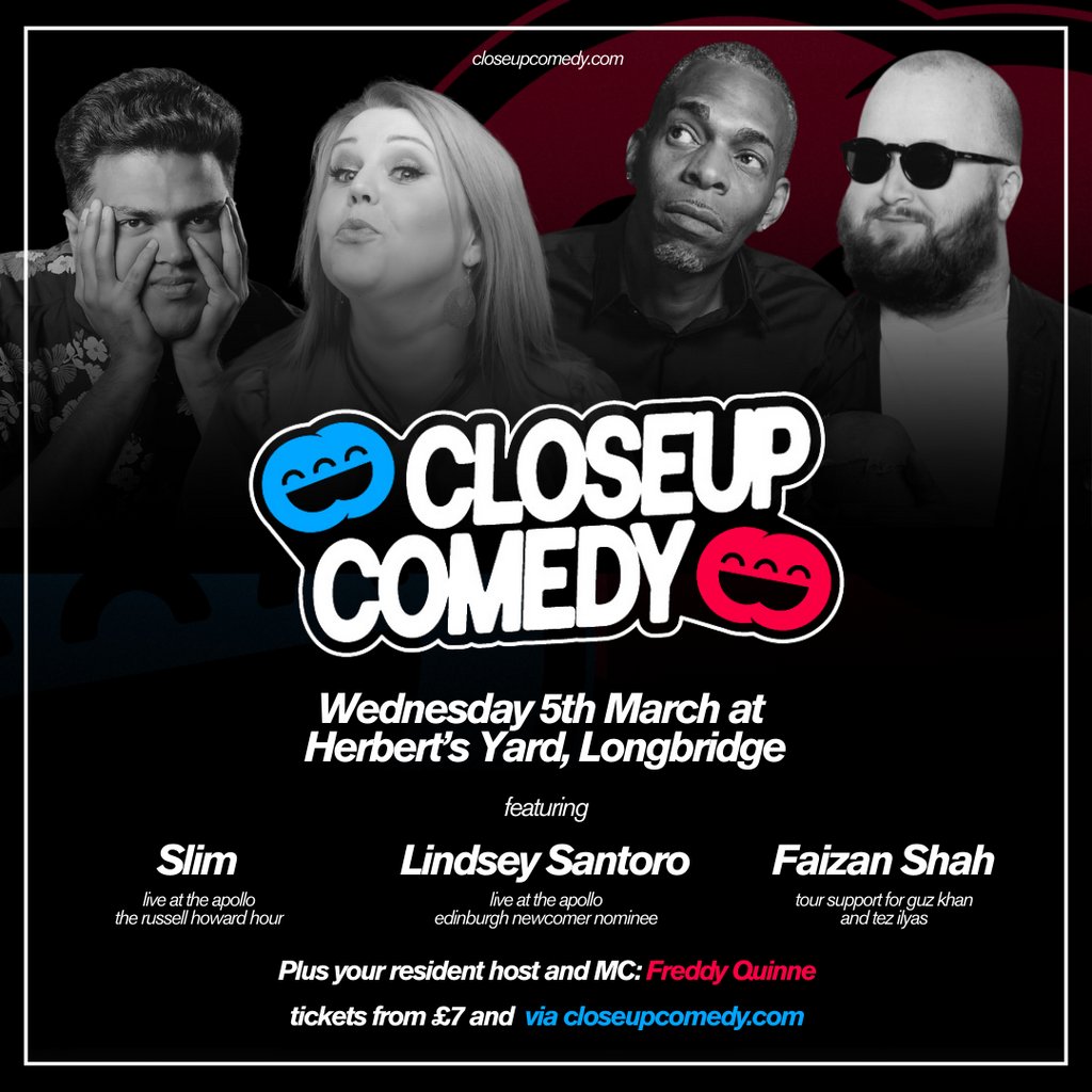 CLOSEUP COMEDY at Herbert's Yard with Slim & Lindsey Santoro Herberts Yard BIRMINGHAM