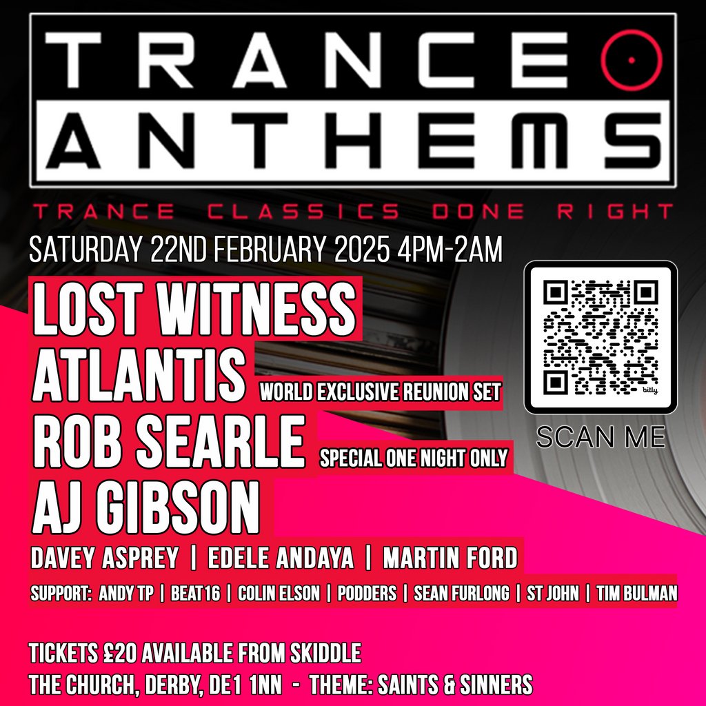 Trance Anthems - Saints & Sinners - Derby The Church Derby Derby