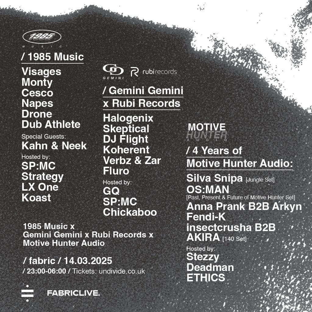 1985 Music / Gemini Gemini x Rubi Records / M.H.A | FABRICLIVE. Fabric London