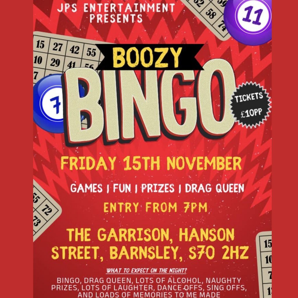 Boozy Bingo @ The Garrison The Garrison. Barnsley
