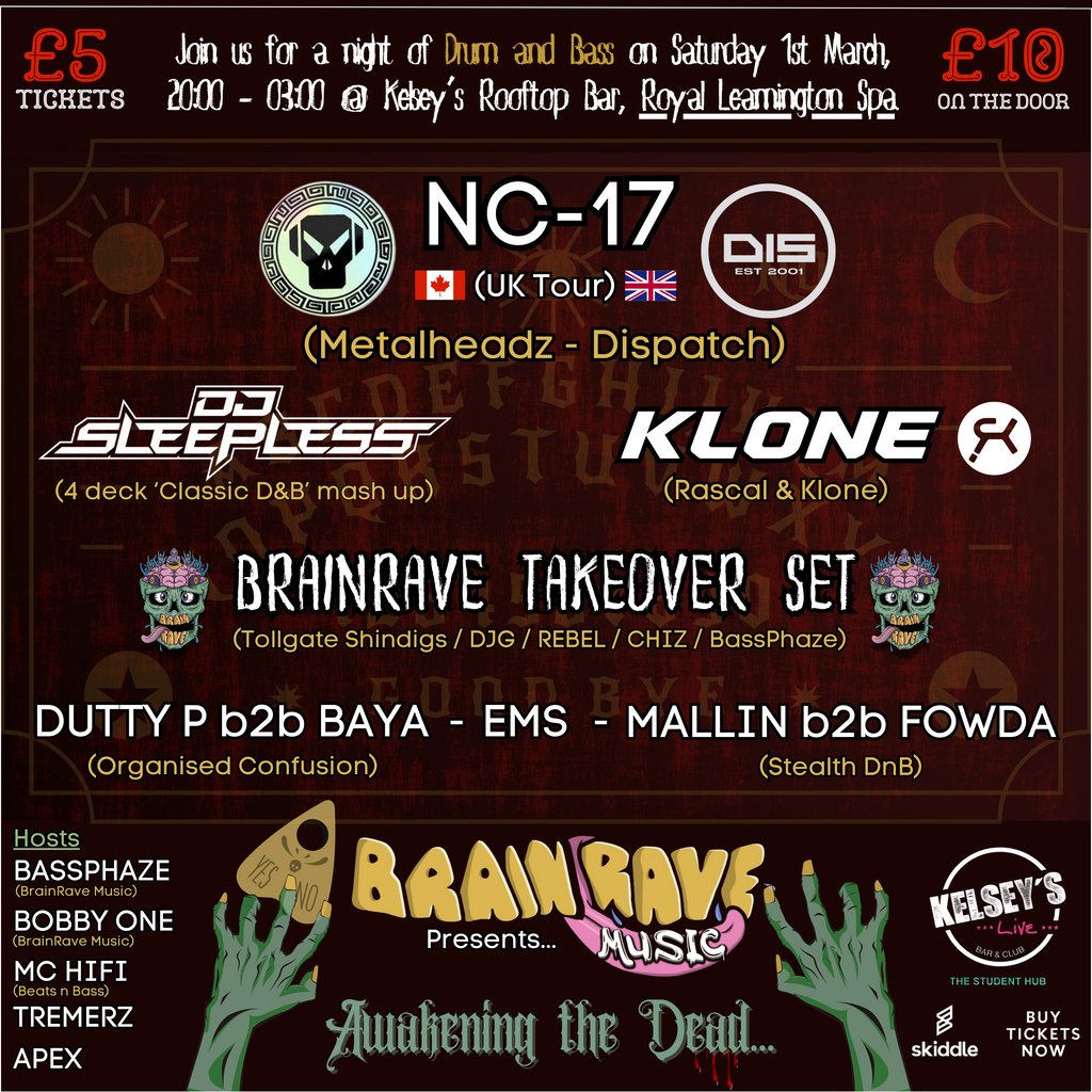 BrainRave Music Presents... Kelsey's Leamington Spa