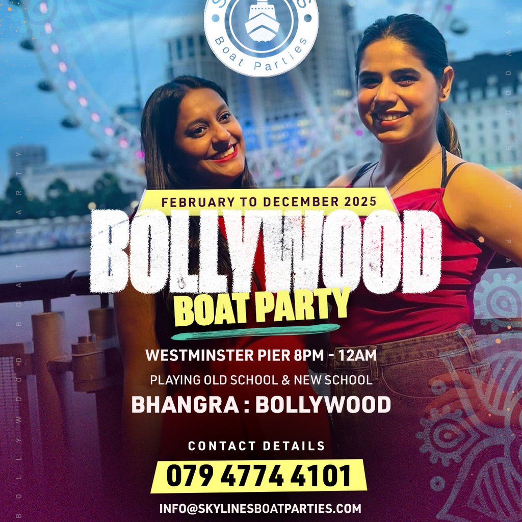 FLASH SALE-Holi  Bollywood boat party on the Thames 2024 Millenium Westminster Pier London