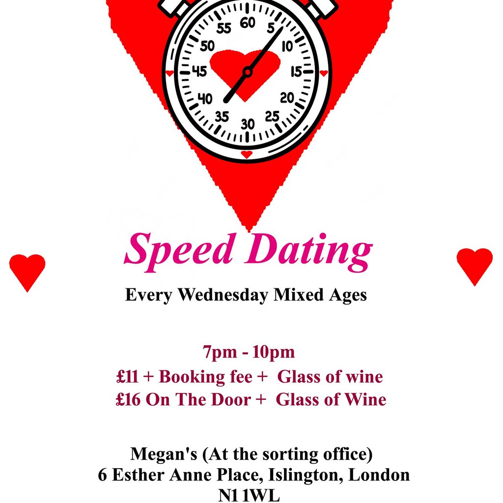 Speed Dating. Mixed Ages.  Wednesdays Megan's At The Sorting Office London