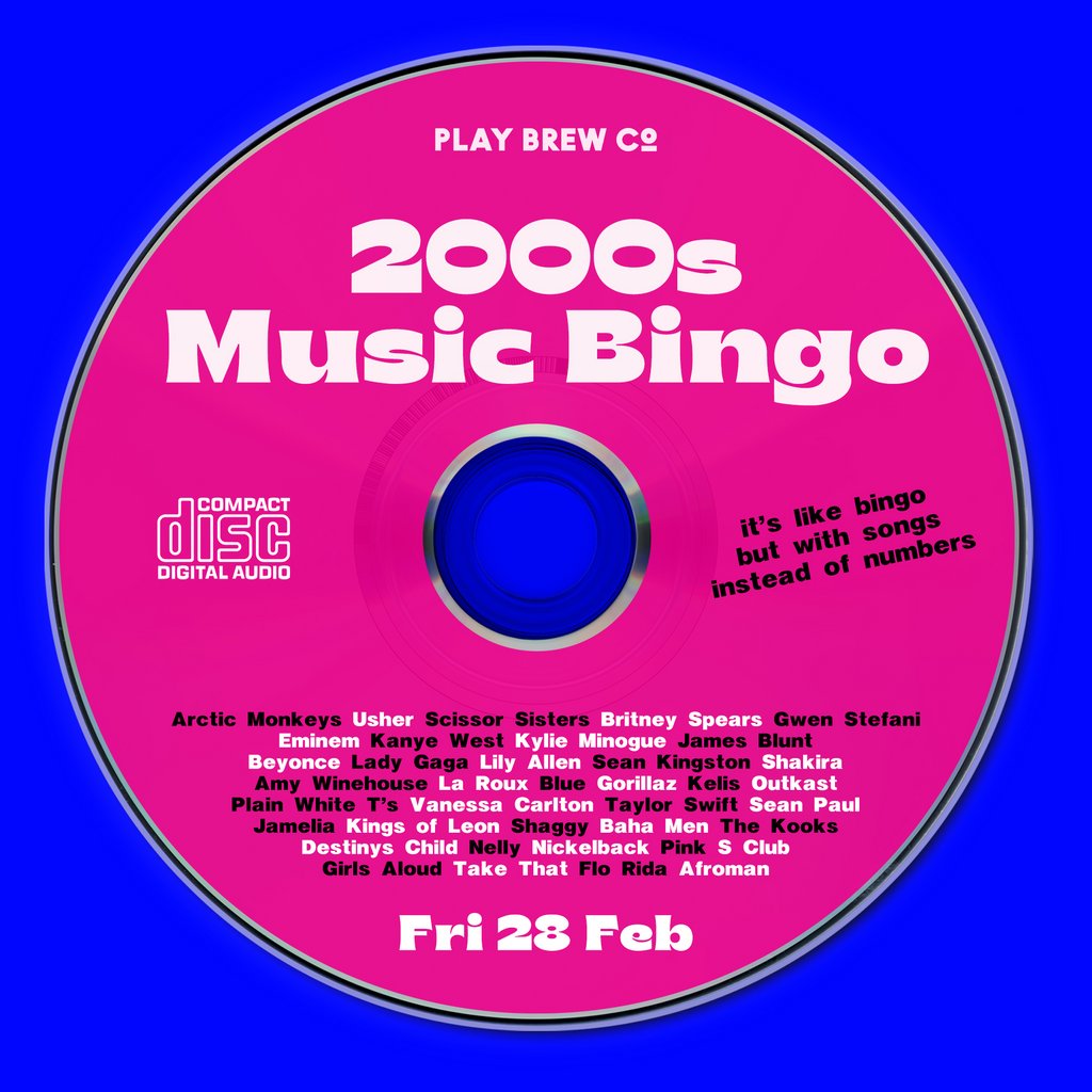 2000s Music Bingo Play Brew Taproom Middlesbrough