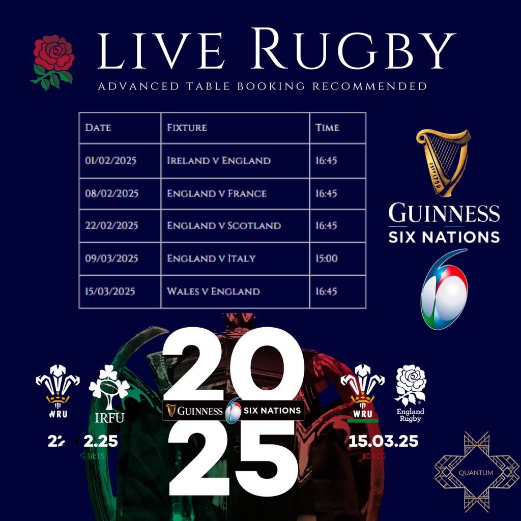 Rugby 6 Nations - Live on TV Club Quantum Tunbridge Wells