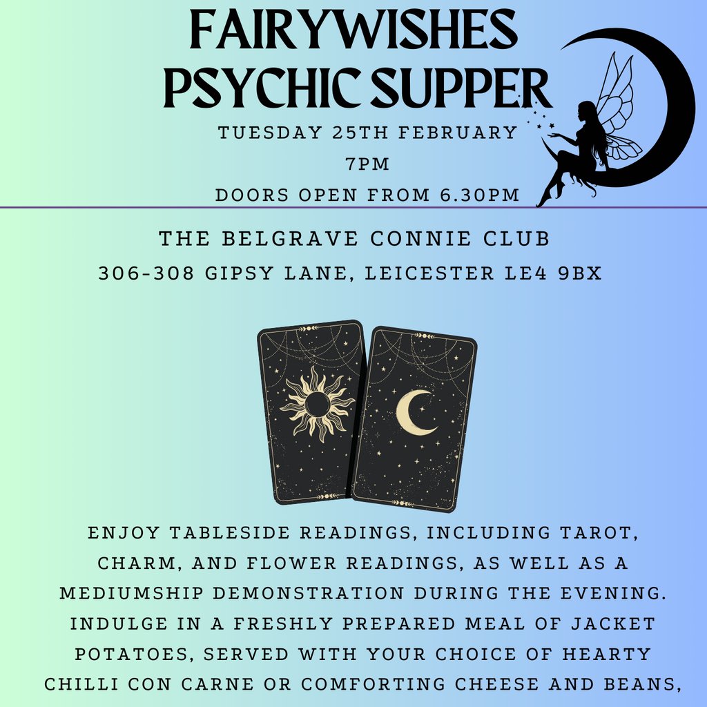 Fairywishes Psychic Supper Belgrave Connie Club Leicester