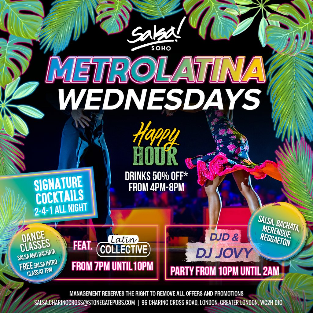 Wednesday FREE Entry B4 9pm. Free Dance class 7pm 241 cocktails Salsa Soho Greater London