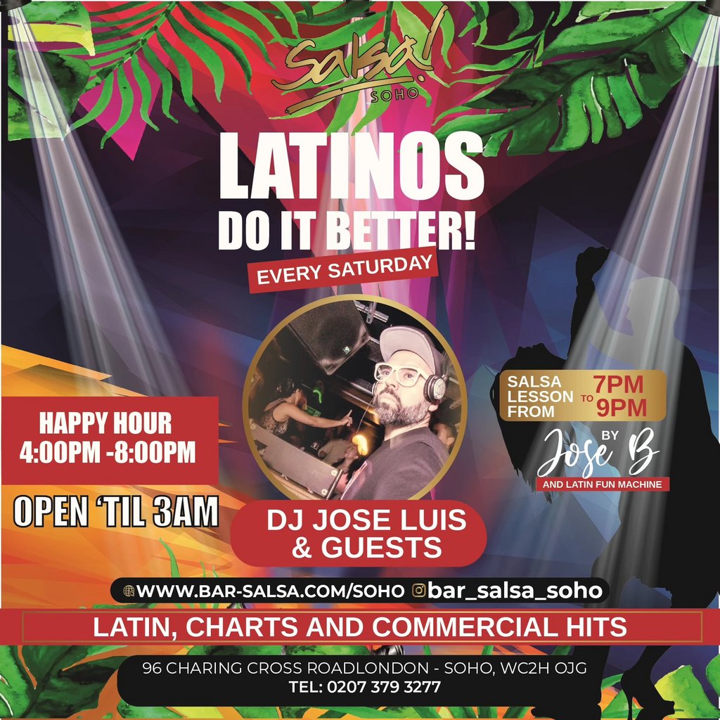 Free Entry Cocktail Bar B4 7pm. Happy Hour discounts 4-8pm Bar Salsa London