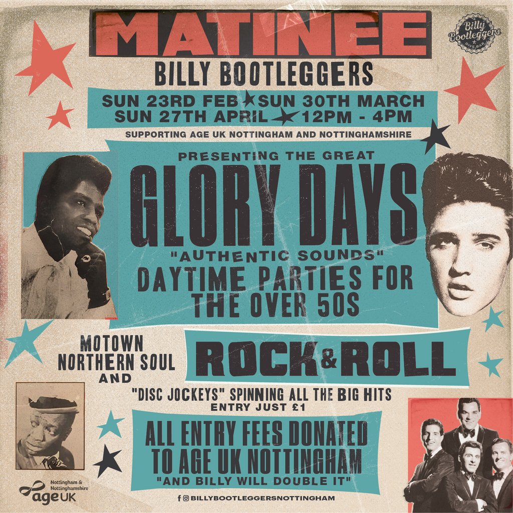 GLORY DAYS - DAY PARTY FOR THE OVER 50s Billy Bootleggers Nottingham Nottingham