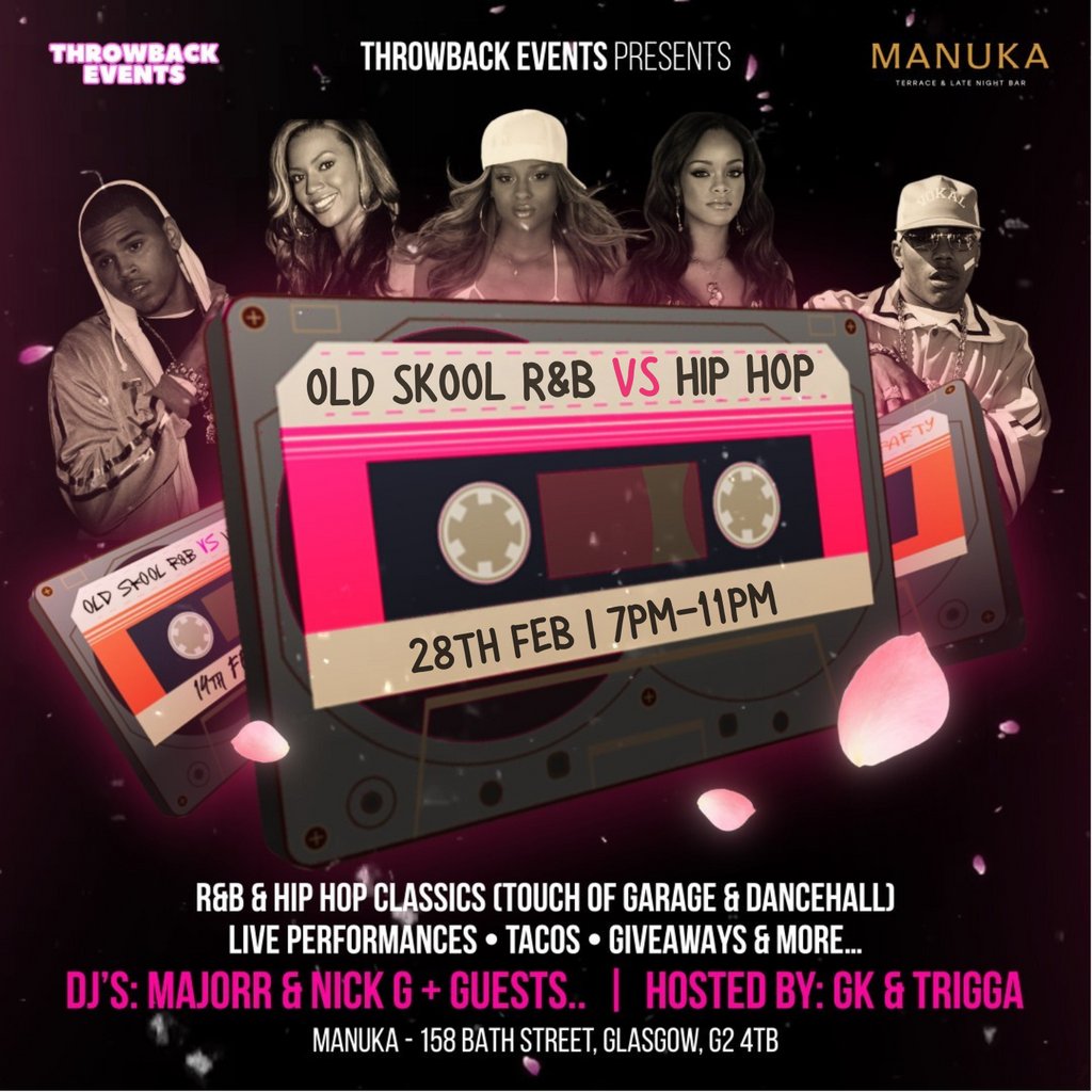 Throwback R&B vs Hip Hop Party Manuka Glasgow