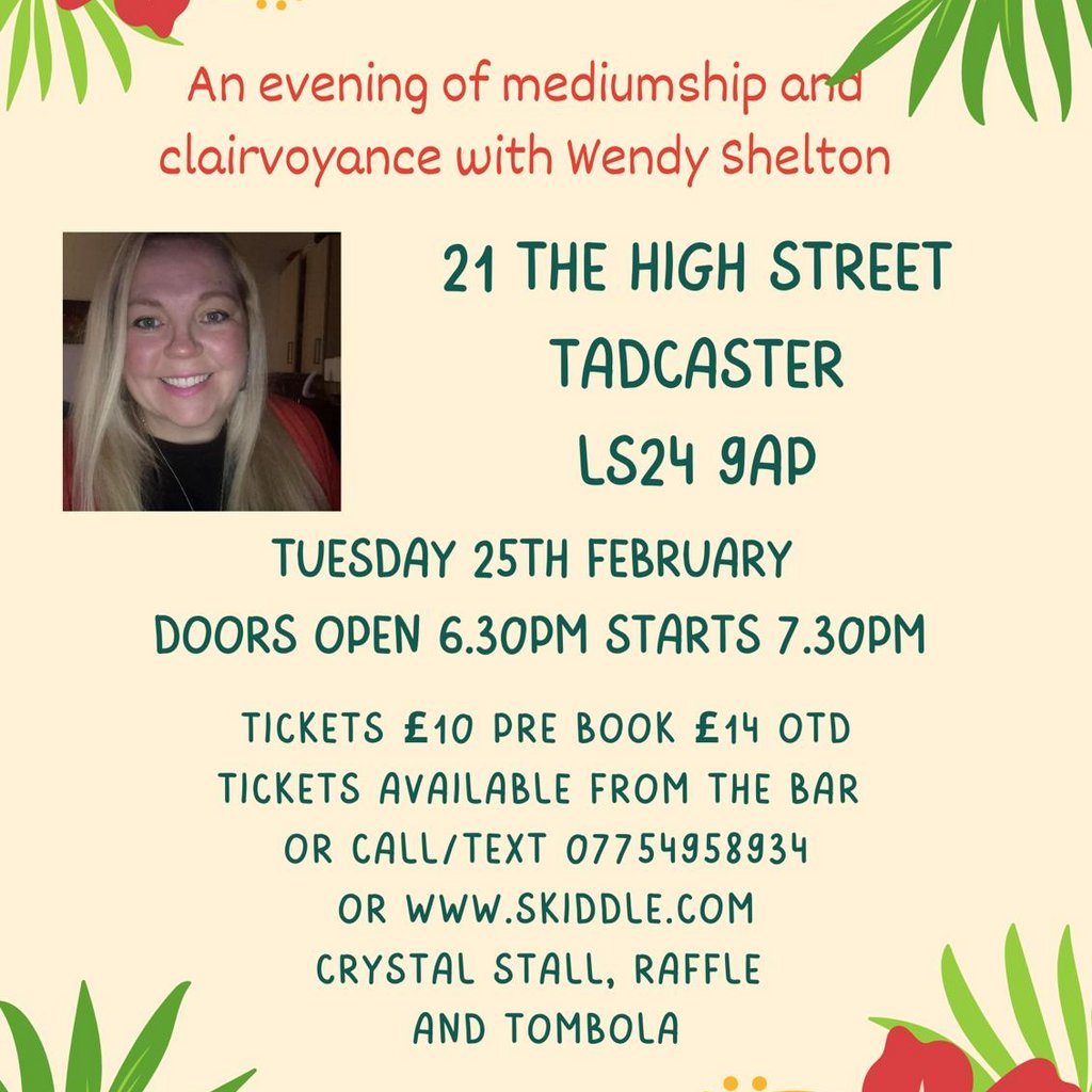 Evening of mediumship 21 The High Street Tadcaster