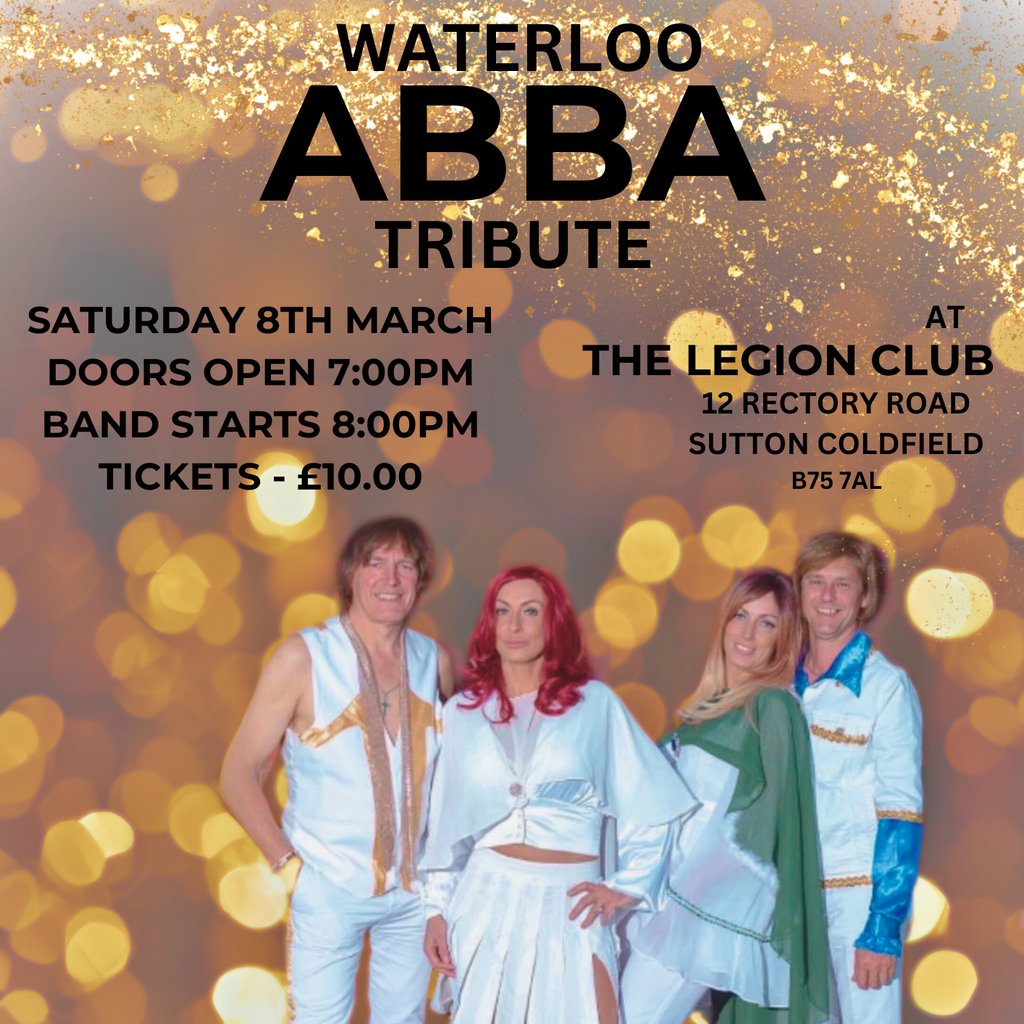 Waterloo ABBA UK Tribute Band The Legion Club Sutton Coldfield