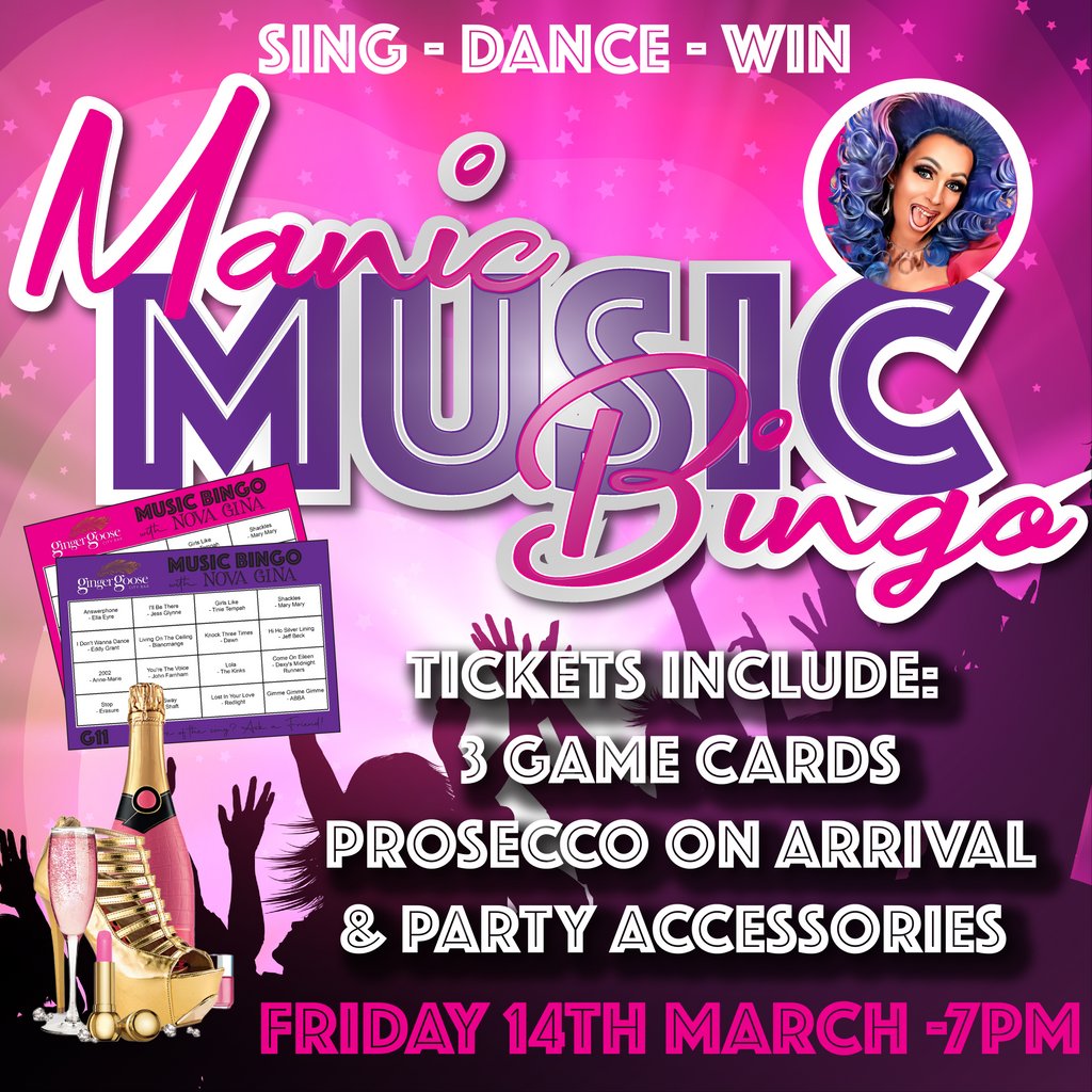 Manic Music Bingo Ginger Goose Bradford