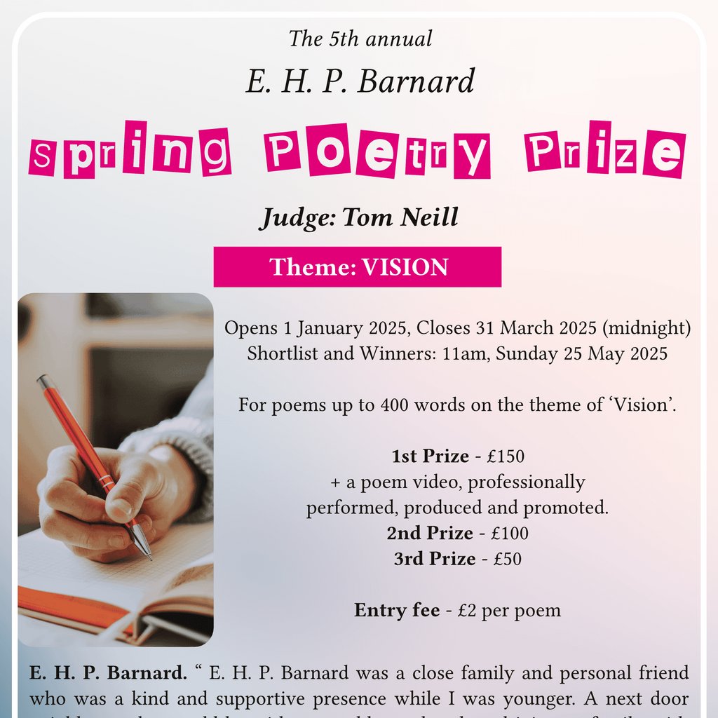 The E. H. P. Barnard Poetry Prize 2025 Prime Studios Windsor