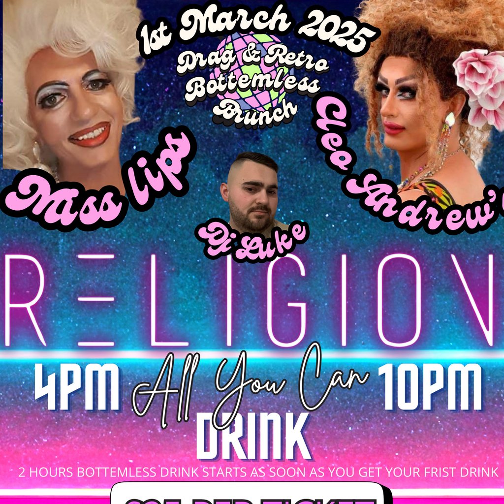 Drag & Retro Bottemless Brunch Religion Walsall