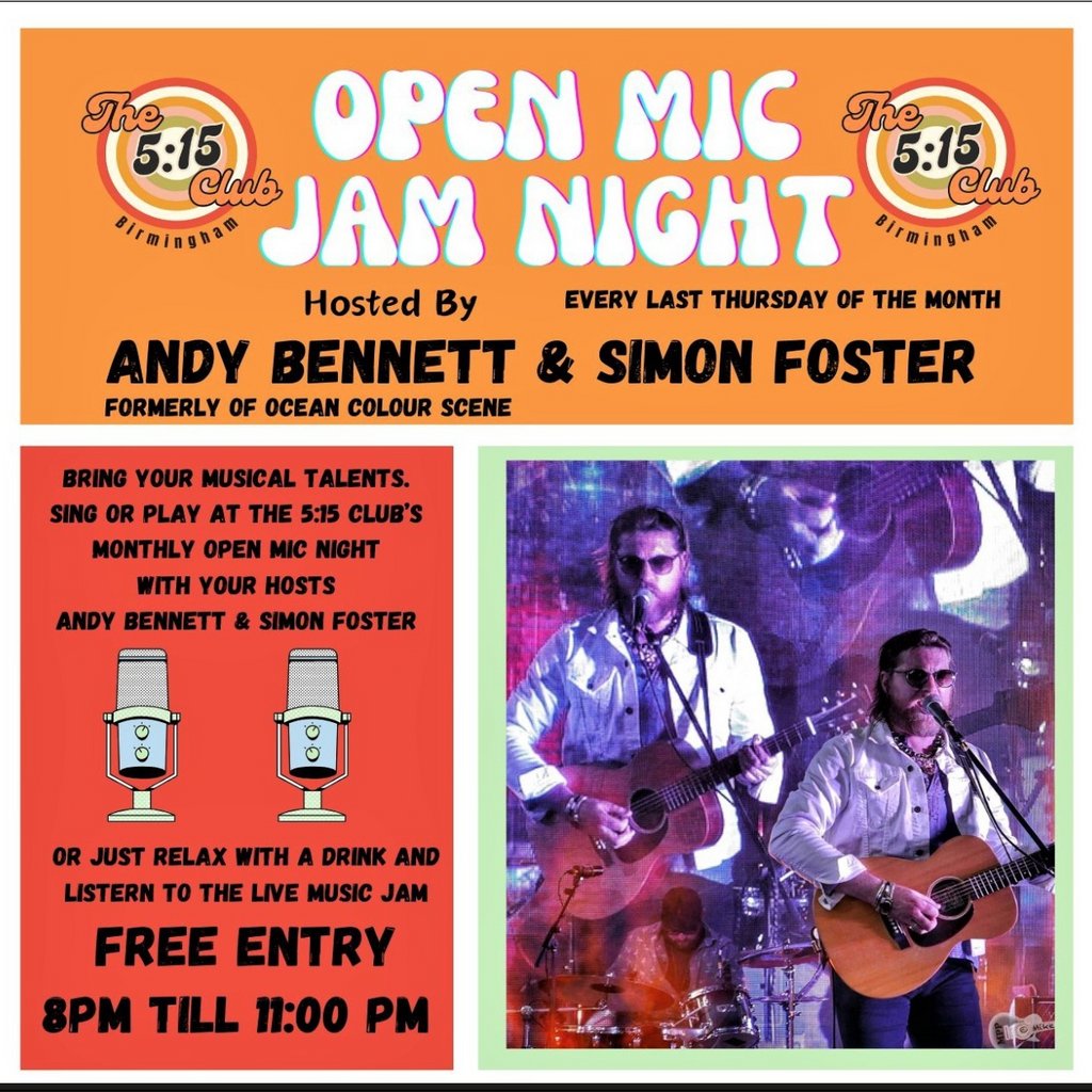 Open Mic Night Free In at The 5:15 Club The 5.15 Club Birmingham