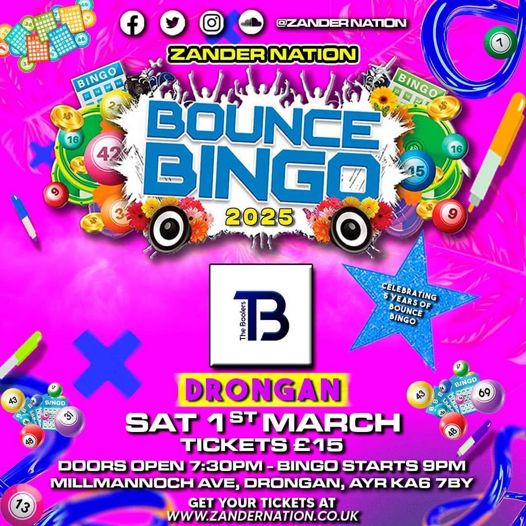 Zander Nation Bounce Bingo @ The Boolers The Boolers Drongan Ayr