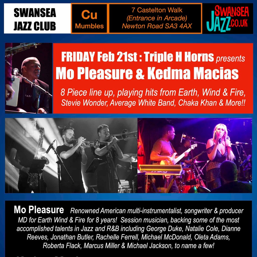 TRIPLE H Horns with Mo Pleasure & Kedma Macias Swansea Jazz Club @Cu Mumbles Swansea