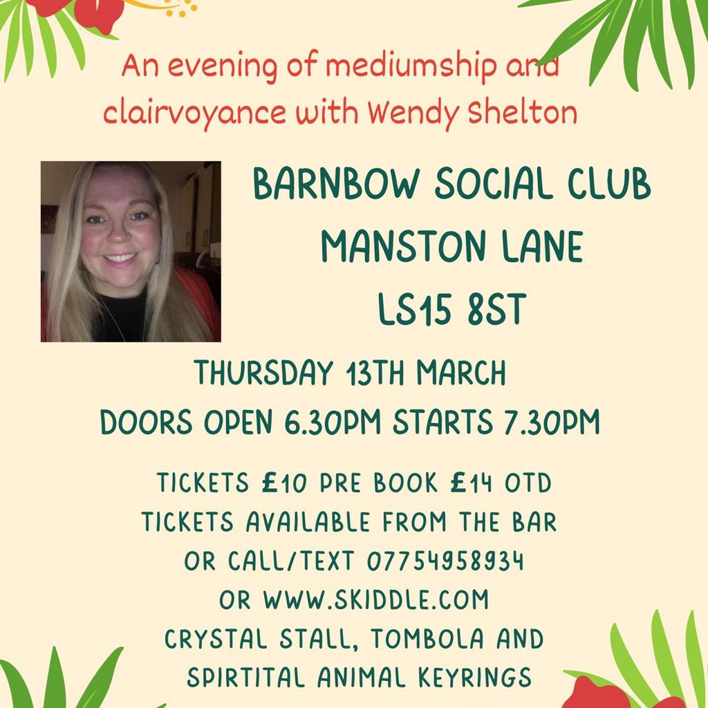 Evening of mediumship Barnbow Social Club Leeds