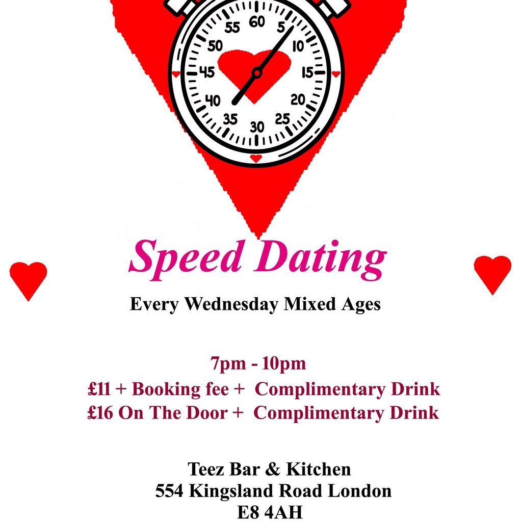 Speed Dating. Mixed Ages.  Wednesdays Teez Bar And Kitchen London