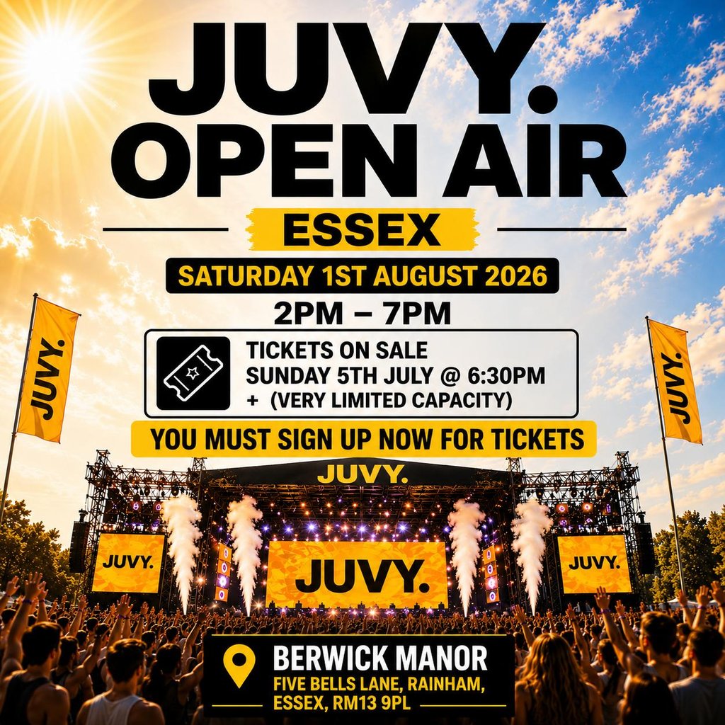 JUVY Open Air – Sat 1st August @ Berwick Manor Essex