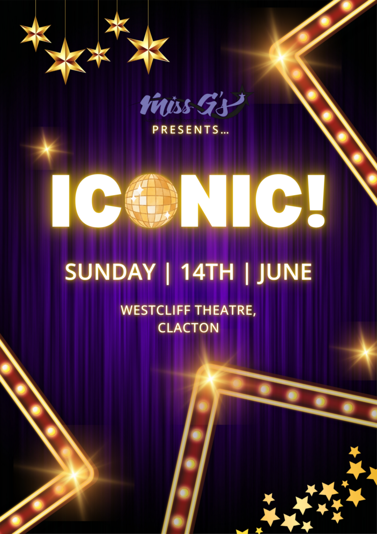 Event poster for ICONIC! at Westcliff Theatre