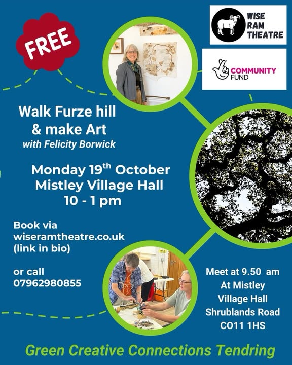 Event poster for Walk Furze hill & make Art with Felicity Borwick.