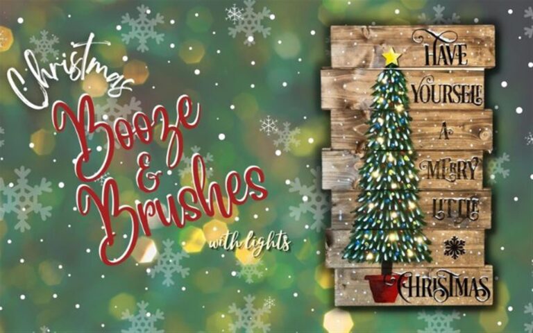 Booze & Brushes Christmas Tree Pallet